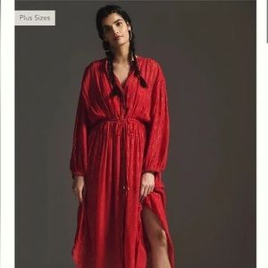 Anthropologie Allene shimmer dress in red